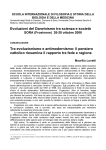 Evoluzioni del Darwinismo tra scienza e società Tra evoluzionismo