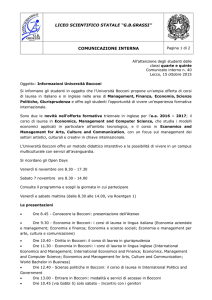 Comunicato interno n 40 Informazioni Università Bocconi