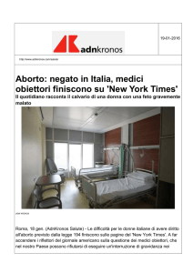 Aborto: negato in Italia, medici obiettori finiscono su `New York Times`