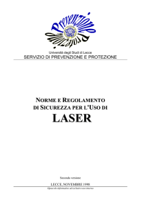 Norme e Regolamento di Sicurezza per l`Uso di Laser