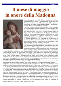 Il mese di maggio in onore della Madonna