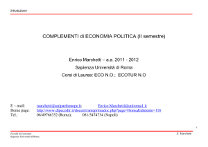 COMPLEMENTI di ECONOMIA POLITICA (II semestre)