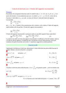 Calcolo di derivate con il limite del rapporto incrementale