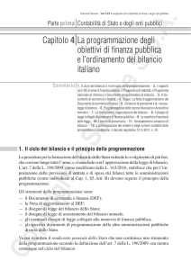 Capitolo 4  La programmazione degli obiettivi di finanza pubblica e l