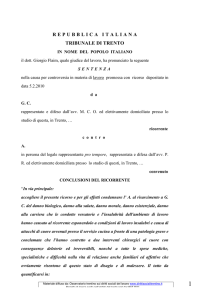 Sentenza del Tribunale di Trento del 5 marzo 2013