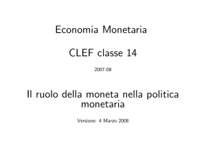 Economia Monetaria CLEF classe 14 Il ruolo della moneta nella