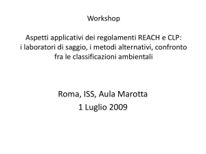 Workshop Aspetti applicativi dei regolamenti REACH e CLP: i