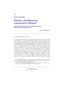 Genesi e chiarificazione concettuale in Husserl