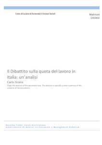 Il Dibattito sulla quota del lavoro in Italia: un`analisi