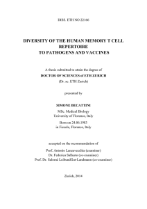 diversity of the human memory t cell repertoire to - ETH E