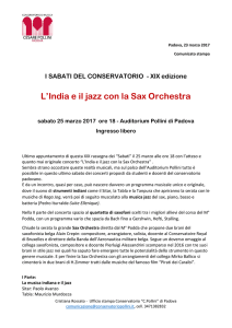 L`India e il jazz con la Sax Orchestra