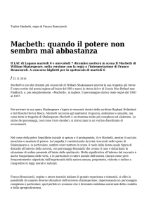 Azione - Settimanale di Migros Ticino Macbeth: quando il potere non