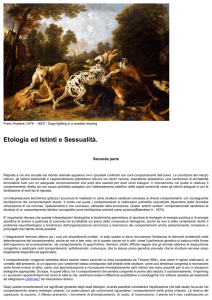 Etologia ed Istinti e SessualitÃ . Seconda parte