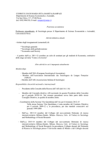 Curriculum di Maria Rita Rampazi - Università degli studi di Pavia