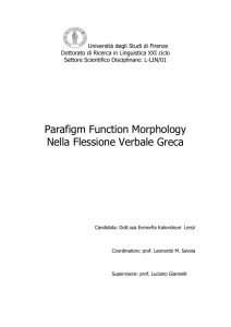 Parafigm Function Morphology Nella Flessione Verbale Greca