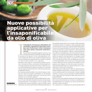 Nuove possibilità applicative per l`insaponificabile da olio di oliva