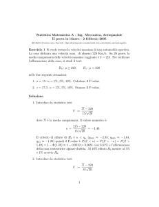 Statistica Matematica A - Ing. Meccanica, Aerospaziale II prova in