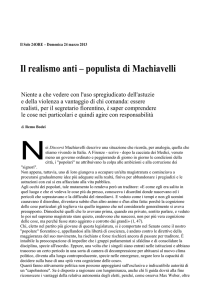 Il realismo anti – populista di Machiavelli