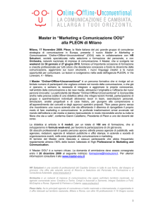 Master in “Marketing e Comunicazione OOU” alla PLEON di Milano