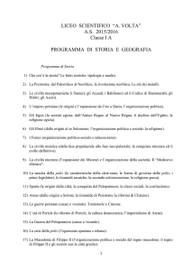 AS 2015/2016 Classe IA PROGRAMMA DI STORIA E GEOGRAFIA