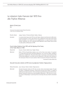 Le relazioni italo-francesi dal 1870 fino alla Triplice Alleanza