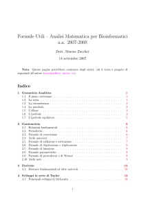 Formule Utili – Analisi Matematica per Bioinformatici aa