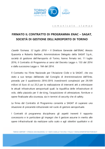 12/07/2016 firmato il contratto di programma enac – sagat, società di