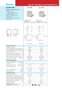 Caratteristiche Serie 36 - Mini relè per circuito stampato 10 A