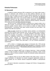 Embolia Polmonare G. Gencarelli - Atti della Accademia Lancisiana