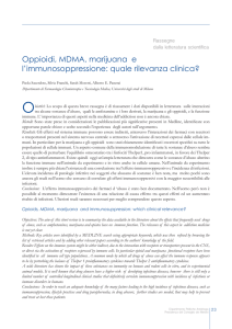 Oppioidi, MDMA, marijuana e l`immunosoppressione: quale