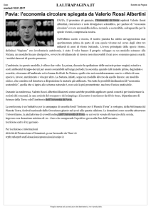 Pavia: l`economia circolare spiegata da Valerio Rossi Albertini