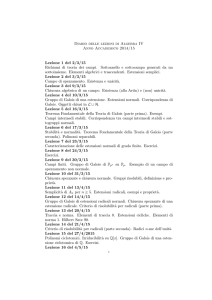 Diario delle lezioni di Algebra IV Anno Accademico 2014/15