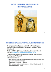 Introduzione all`Intelligenza Artificiale