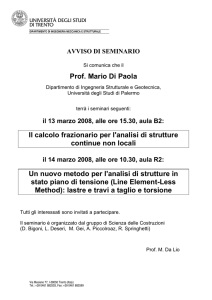 Prof. Mario Di Paola Il calcolo frazionario per l`analisi di