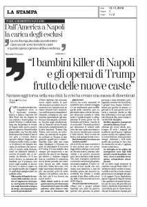 I bambini killer di Napoli e gli operai diTrump frutto