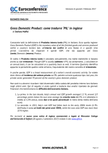 Gross Domestic Product: come tradurre `PIL` in inglese