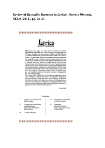 Review of Recondite Harmony in Lyrica: Opera e