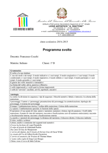 Programma svolto Italiano 1B - Liceo Artistico Statale Frattini di Varese