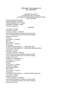 CTR Puglia - Bari, sentenza n.19 del 17 aprile 2012