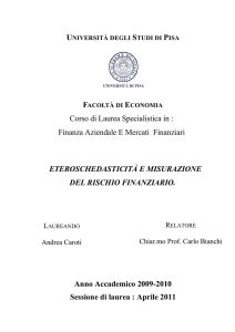 Corso di Laurea Specialistica in : Finanza Aziendale E Mercati