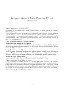 Programma del corso di Analisi Matematica D (5 cfu)