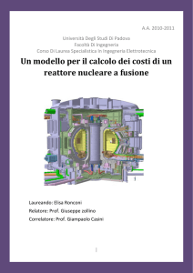 Un modello per il calcolo dei costi di un reattore nucleare a fusione