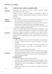 16 Linea Ready - sede di Milano Titolo L`analisi dei costi ed i sistemi