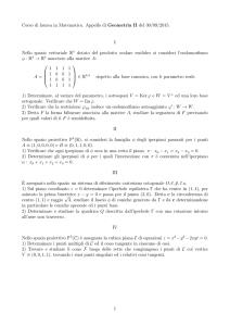 Corso di laurea in Matematica. Appello di Geometria II del 30/09