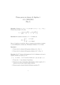 Prima prova in itinere di Algebra 1 A.A. 2010/2011 Fila A