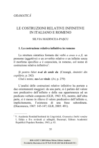 Le costruzioni relative infinitive in italiano e romeno