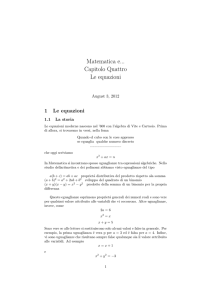 Matematica e... Capitolo Quattro Le equazioni