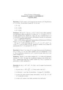 Corso di Laurea in Matematica Soluzioni II compito di ALGEBRA II 8