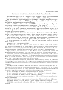 Bologna, 05/10/2015 Curriculum formativo e dell`attivit`a svolta di