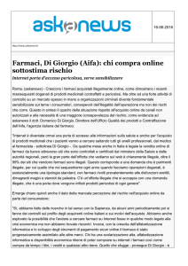 Farmaci, Di Giorgio (Aifa): chi compra online sottostima